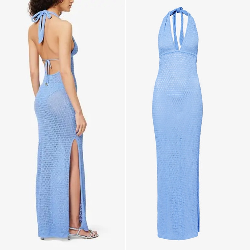 NEW Monday Swimwear Catania Dress Cover Up - Pool Lace Crochet - Pool Blue - S - Picture 6 of 16